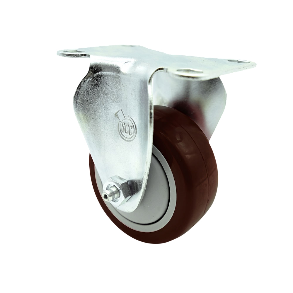 Polyurethane Top Plate Rigid Caster with 3 Inch Maroon Wheel - 300 lbs. Capacity Per Caster - Service Caster Brand — photo 1