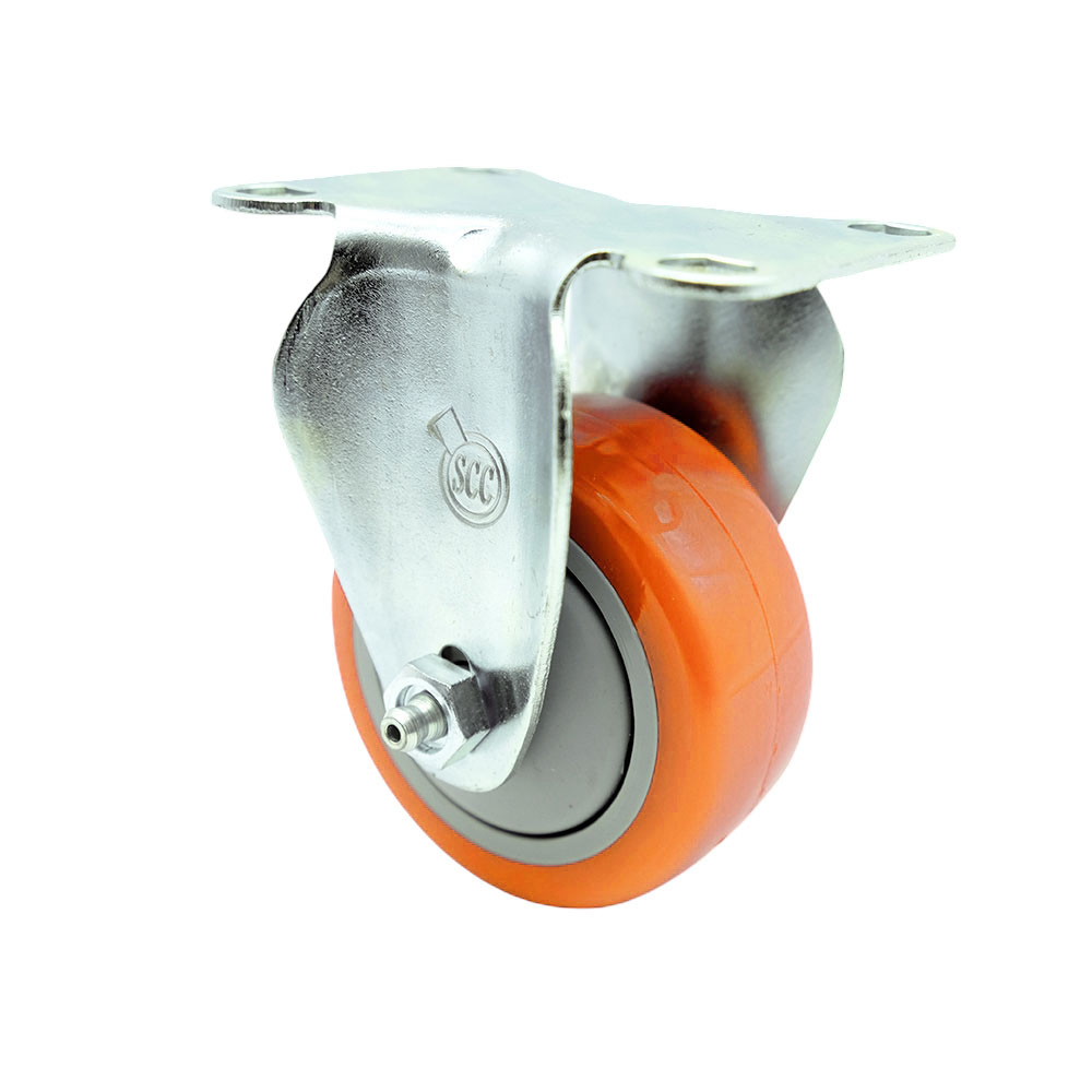 Service Caster Brand Replacement for Colson Caster 2.03308.92 MTG27 - Rigid Caster with 3 Inch Orange Polyurethane Wheel - 4 Inch x 4-1/2 Inch Overall Top Plate - 300 lbs. Capacity Per Caster — photo 1