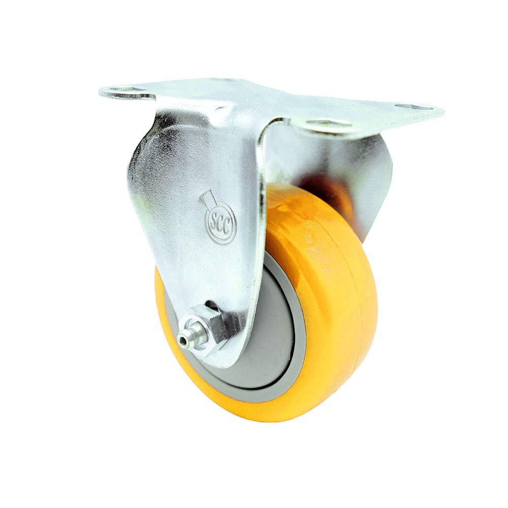 Polyurethane Rigid Top Plate Caster with 3 Inch Yellow Caster Wheel - 316 Stainless Steel Caster - 300 lbs. Capacity Per Caster - Service Caster Brand — photo 1