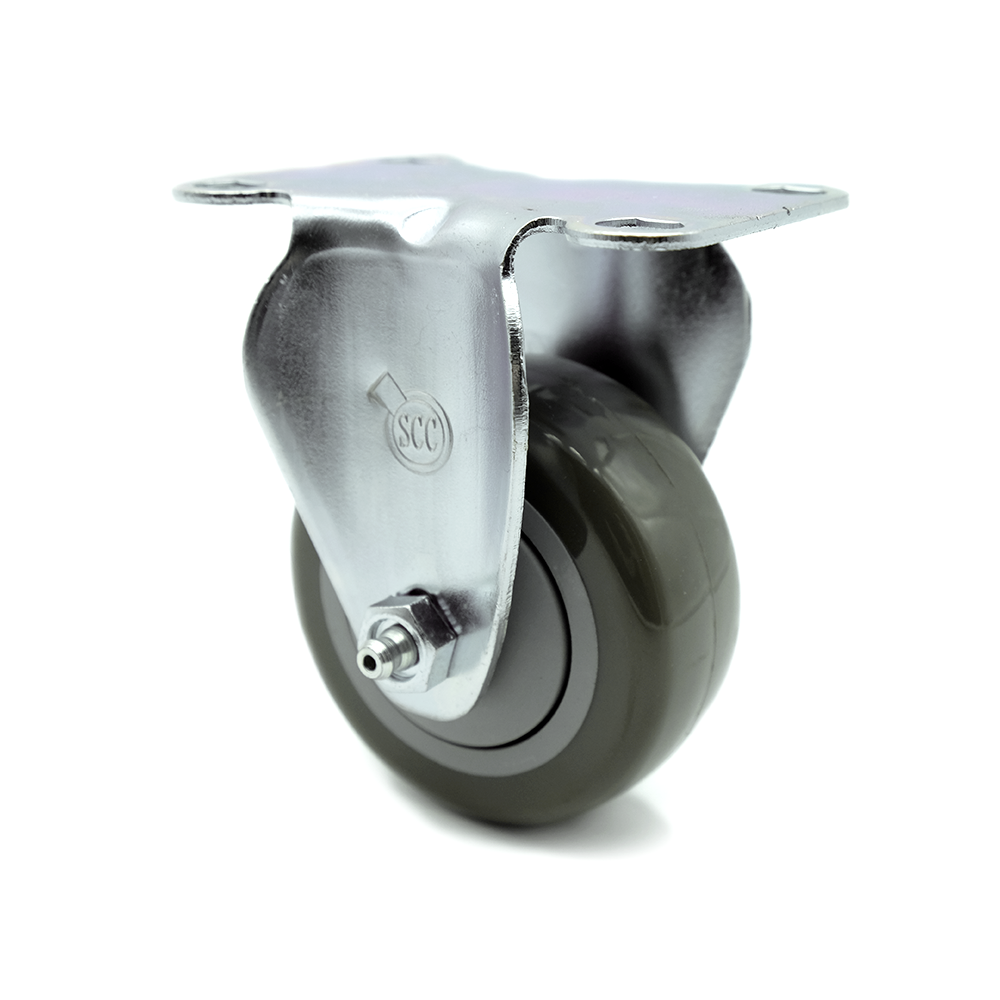 3 Inch Rigid Caster with Gray Polyurethane Wheel - 300 lbs Capacity per Caster - Service Caster Brand — photo 1