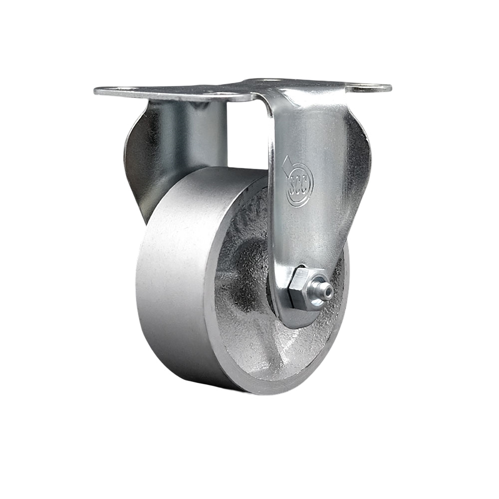 Rigid Caster with 3 Inch Semi Steel Cast Iron Wheel with Roller Bearing – 300 lbs. Capacity Per Caster – 3-1/8 Inch x 4-1/8 Inch Overall Top Plate – Service Caster Brand — photo 1