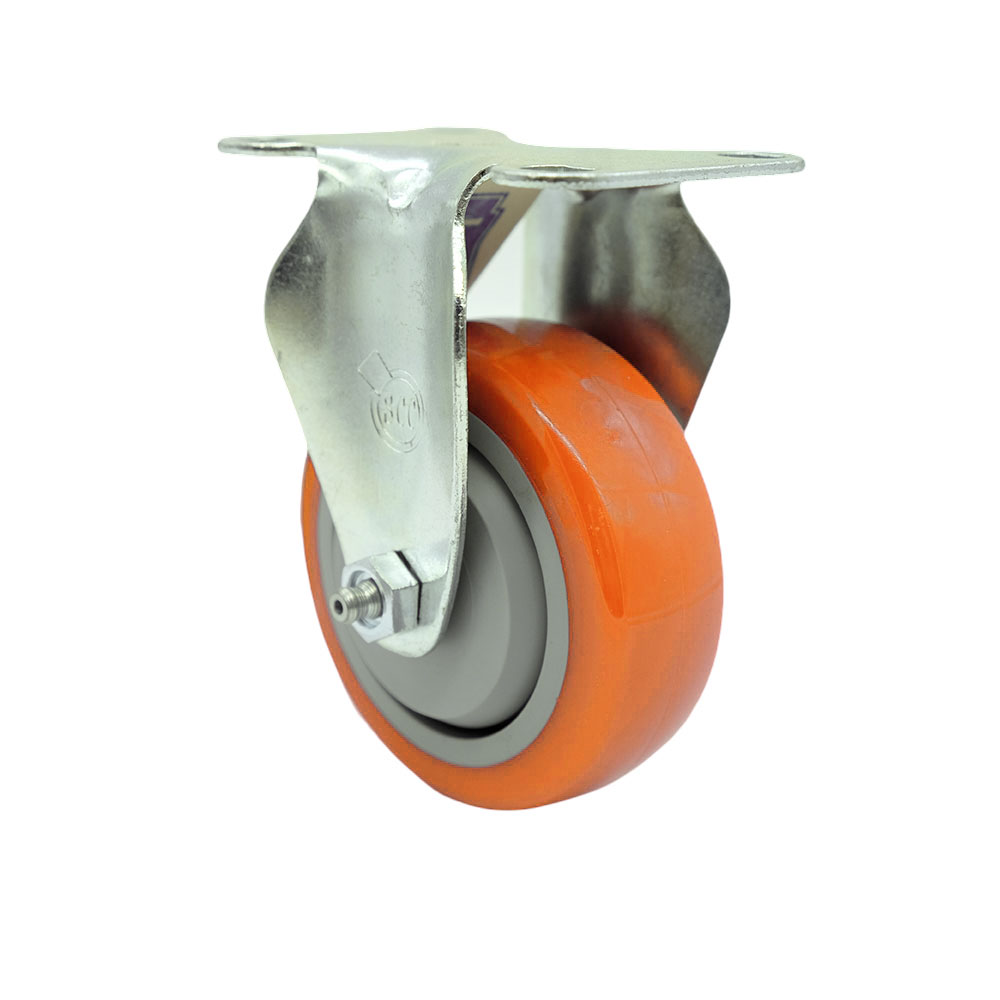 Rigid Caster with 3.5 Inch Orange Polyurethane Wheel – 300 lbs. Capacity Per Caster – 4 Inch x 4-1/2 Inch Overall Top Plate – Service Caster Brand — photo 1