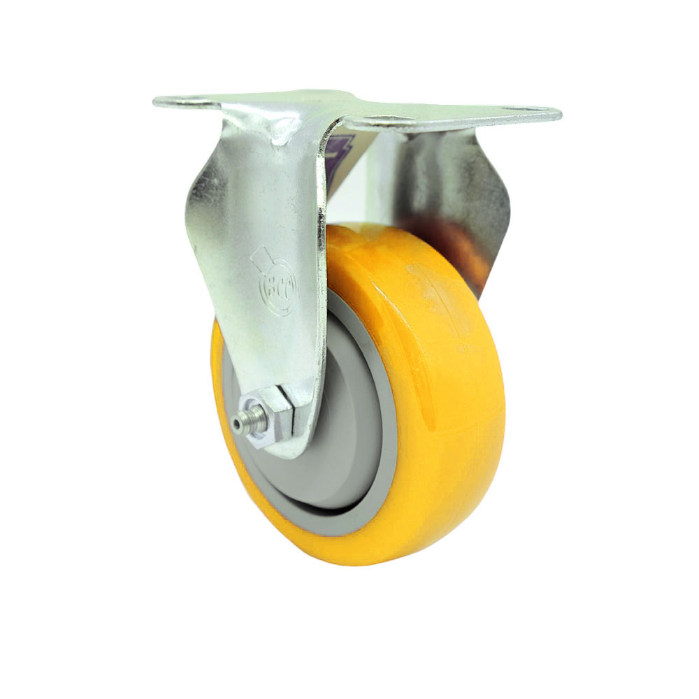 Polyurethane Rigid Top Plate Caster with 3.5 Inch Yellow Caster Wheel - 316 Stainless Steel Caster - 300 lbs. Capacity Per Caster - Service Caster Brand — photo 1