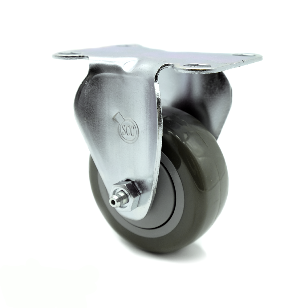 Rigid Caster with 3.5 Inch Gray Polyurethane Wheel – 300 lbs. Capacity Per Caster – 4 Inch x 4-1/2 Inch Overall Top Plate – Service Caster Brand — photo 1