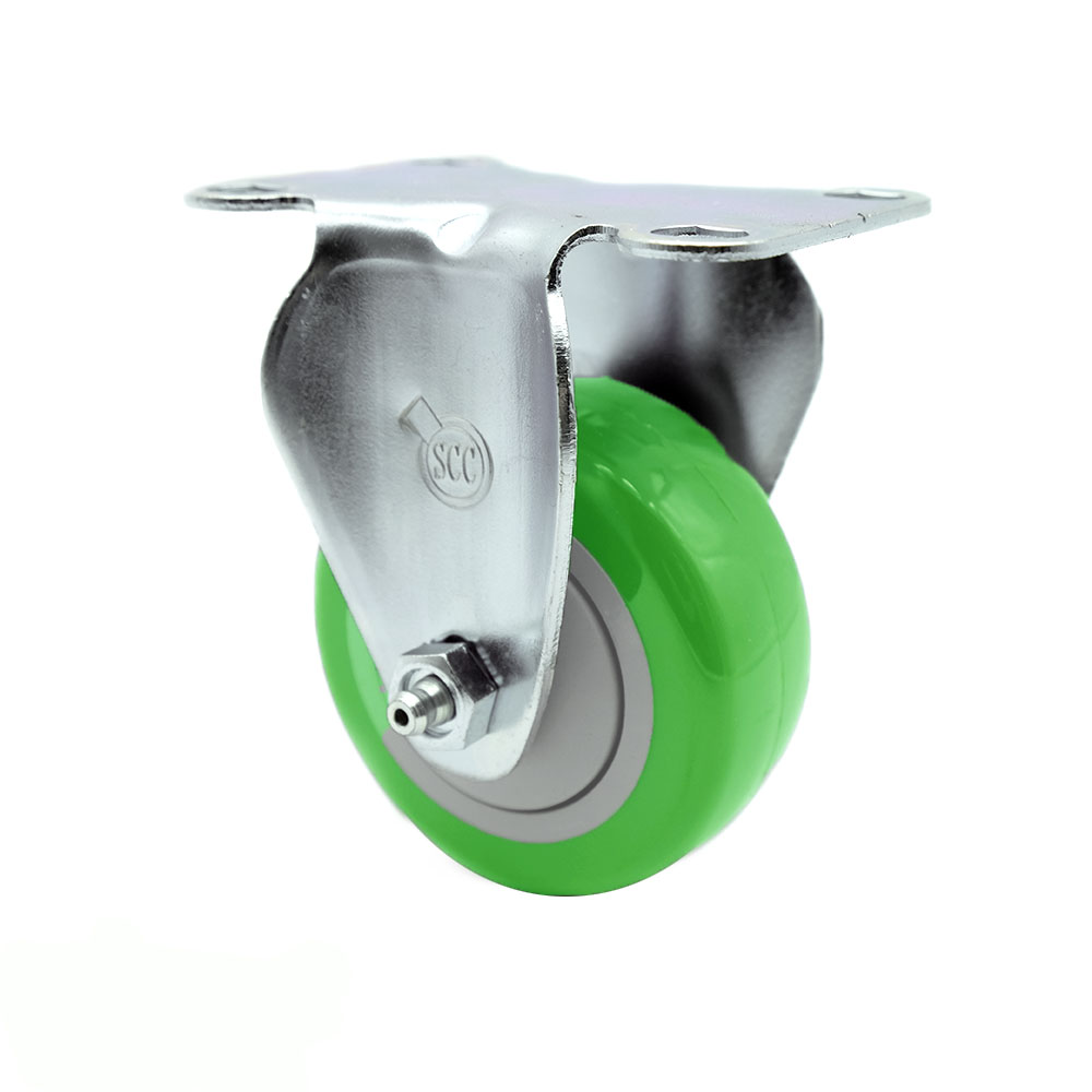 Polyurethane Top Plate Rigid Caster with 3.5 Inch Green Wheel - 300 lbs. Capacity Per Caster - Service Caster Brand — photo 1