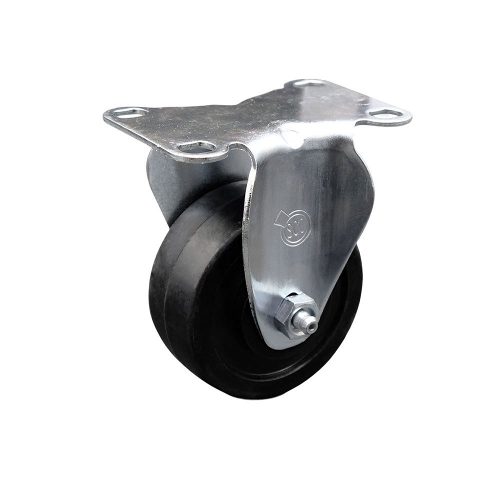 Rigid Caster with 3.5 Inch Soft Rubber Wheel – 200 lbs. Capacity Per Caster – 3-1/8 Inch x 4-1/8 Inch Overall Top Plate – Service Caster Brand — photo 1