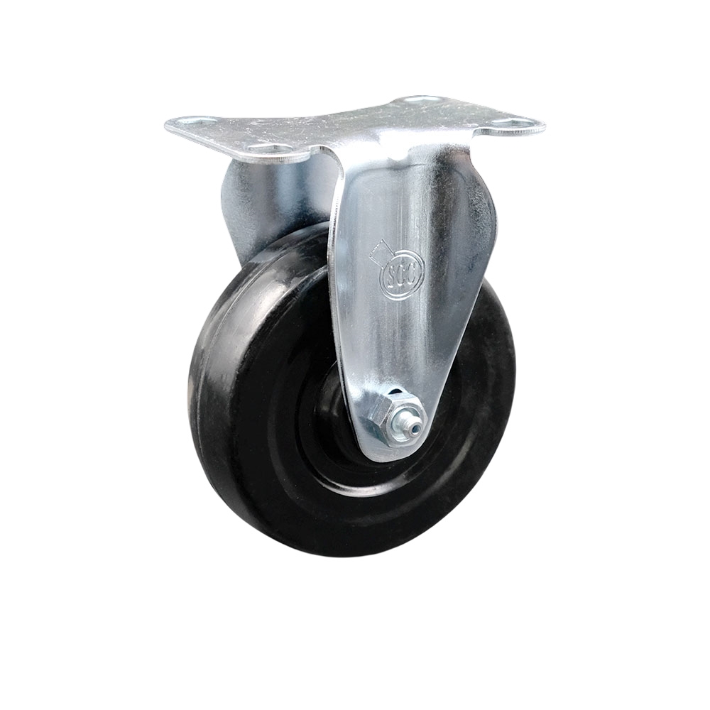 Rigid Caster with 4 Inch Hard Rubber Wheel – 300 lbs. Capacity Per Caster – 3-1/8 Inch x 4-1/8 Inch Overall Top Plate – Service Caster Brand — photo 1