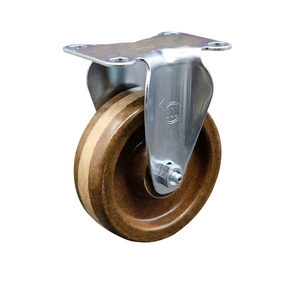 High Temperature Rigid Caster with 4 Inch High Temperature Phenolic Wheel – 300 lbs. Capacity Per Caster – 4 Inch x 4-1/2 Inch Overall Top Plate – Service Caster Brand — photo 1