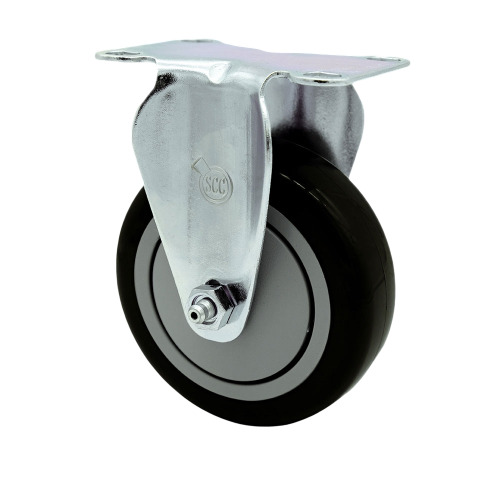 Rigid Caster with 4 Inch Black Polyurethane Wheel – 350 lbs. Capacity Per Caster – 3-1/8 Inch x 4-1/8 Inch Overall Top Plate – Service Caster Brand — photo 1