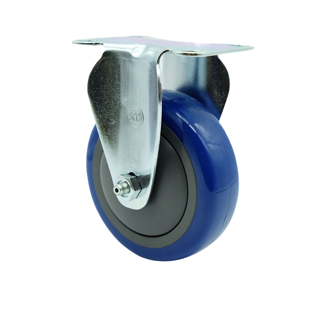 Service Caster Brand Replacement for Colson Caster 2.04208.95 - Polyurethane Top Plate Rigid Caster with 4 Inch Blue Wheel - 350 lbs. Capacity Per Caster — photo 1