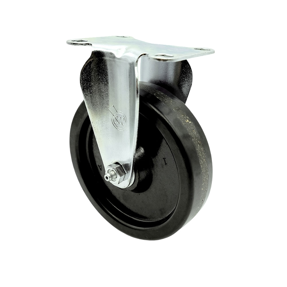 Rigid Caster with 5 Inch Phenolic Wheel with Roller Bearing – 300 lbs. Capacity Per Caster – 4 Inch x 4-1/2 Inch Overall Top Plate – Service Caster Brand — photo 1