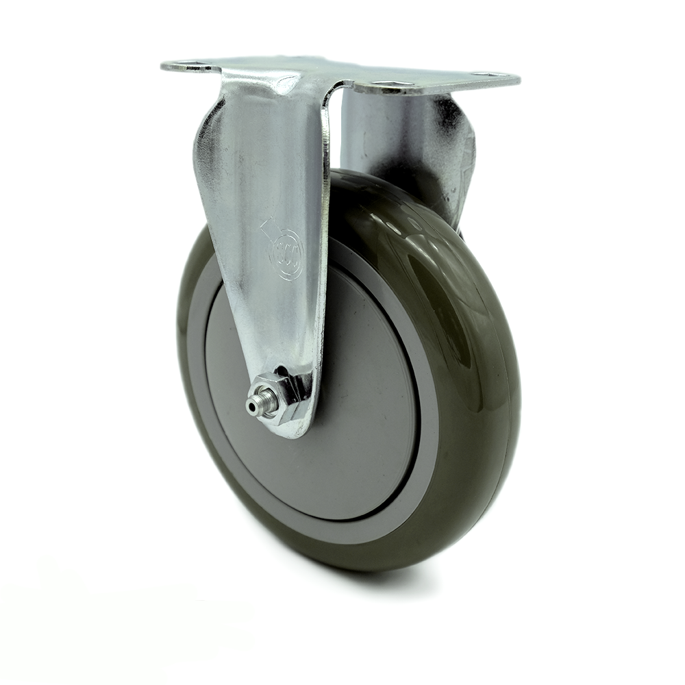 Rigid Caster with 5 Inch Gray Polyurethane Wheel – 350 lbs. Capacity Per Caster – 3-1/8 Inch x 4-1/8 Inch Overall Top Plate – Service Caster Brand — photo 1