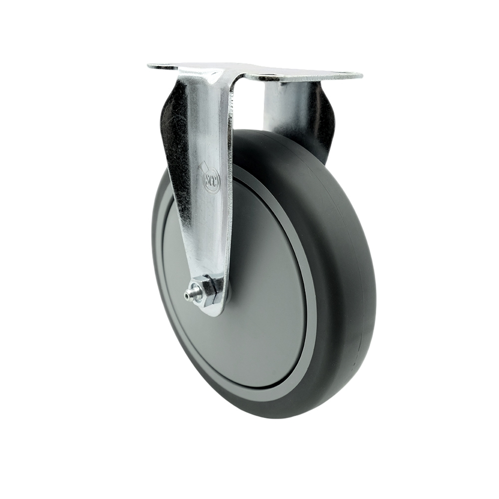 Thermoplastic Rubber Top Plate Rigid Caster with 6 Inch Gray Wheel - 300 lbs. Capacity Per Caster - Service Caster Brand — photo 1