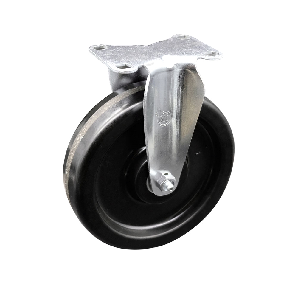 Phenolic Top Plate Rigid Caster with Roller Bearing - 6 Inch Black Wheel - 300 lbs. Capacity Per Caster - Service Caster Brand — photo 1