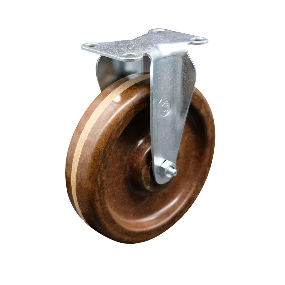 High Temperature Phenolic Top Plate Rigid Caster with Roller Bearing - 6 Inch Brown Wheel - 300 lbs. Capacity Per Caster - Service Caster Brand — photo 1