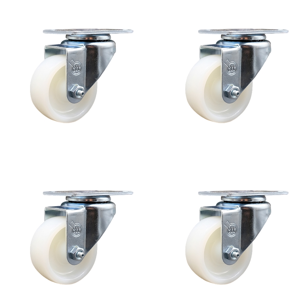 Nylon Swivel Top Plate Caster Set of 4 with 3 Inch White Wheels - Includes 4 Swivel - 1200 lbs. Total Capacity - Service Caster Brand — photo 1