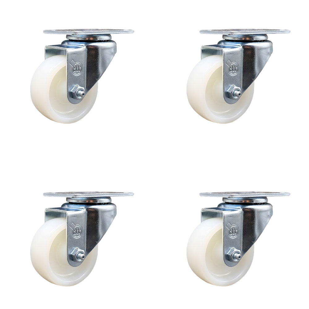 Swivel Caster Set of 4 with 3 Inch Nylon Wheel – 300 lbs. Capacity Per Caster – 3-1/8 Inch x 4-1/8 Inch Overall Top Plate – Service Caster Brand — photo 1