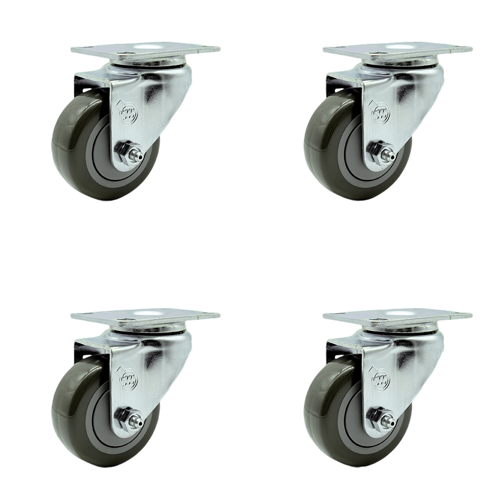 Service Caster Brand Replacement Set for SawStop Casters-Swivel Top Plate Casters with 3 Inch Gray Polyurethane Wheel-Includes 4 Swivel-Fits SawStop MB-IND-000 Saw Mobile Base-1200 lbs. Total Capacity — photo 1