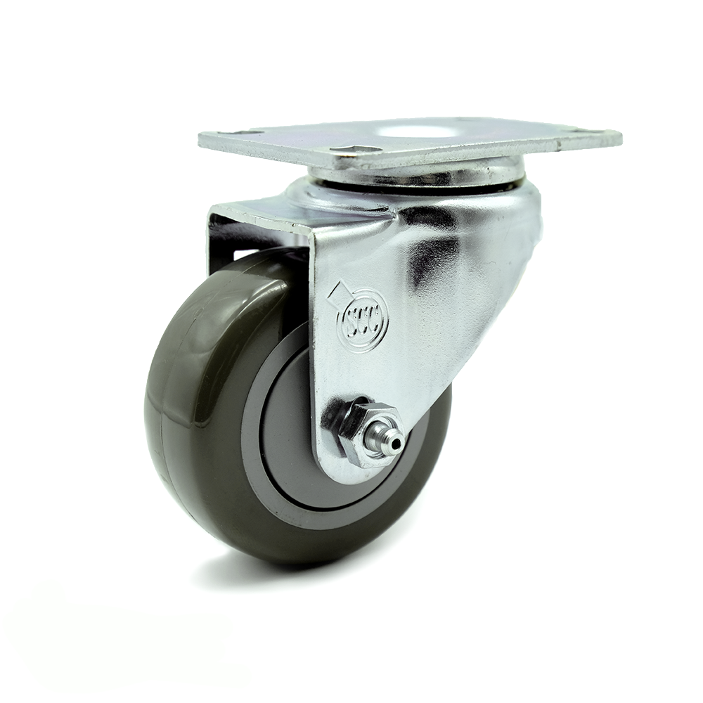 Swivel Caster with 3 Inch Gray Polyurethane Wheel – 300 lbs. Capacity Per Caster – 4 Inch x 4-1/2 Inch Overall Top Plate – Service Caster Brand — photo 1