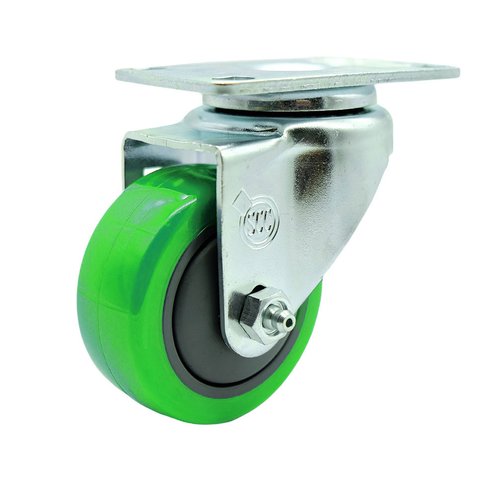Swivel Caster with 3.5 Inch Green Polyurethane Wheel – 300 lbs. Capacity Per Caster – 3-1/8 Inch x 4-1/8 Inch Overall Top Plate – Service Caster Brand — photo 1