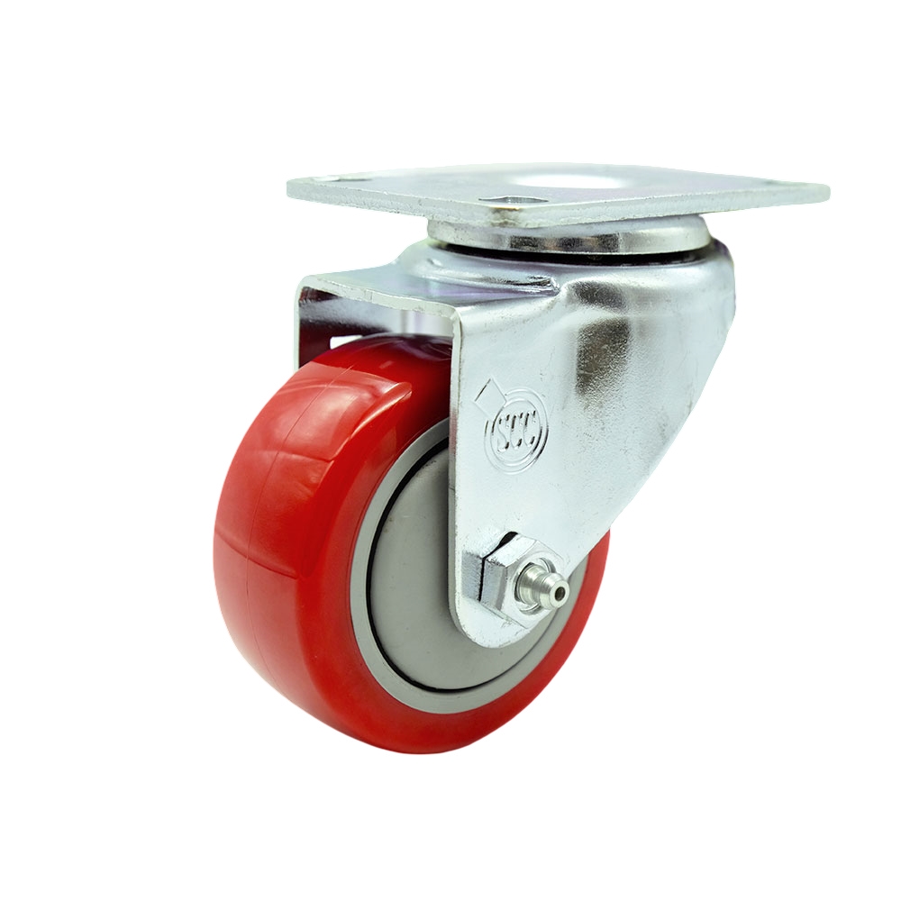 Swivel Caster with 3.5 Inch Red Polyurethane Wheel – 300 lbs. Capacity Per Caster – 3-1/8 Inch x 4-1/8 Inch Overall Top Plate – Service Caster Brand — photo 1