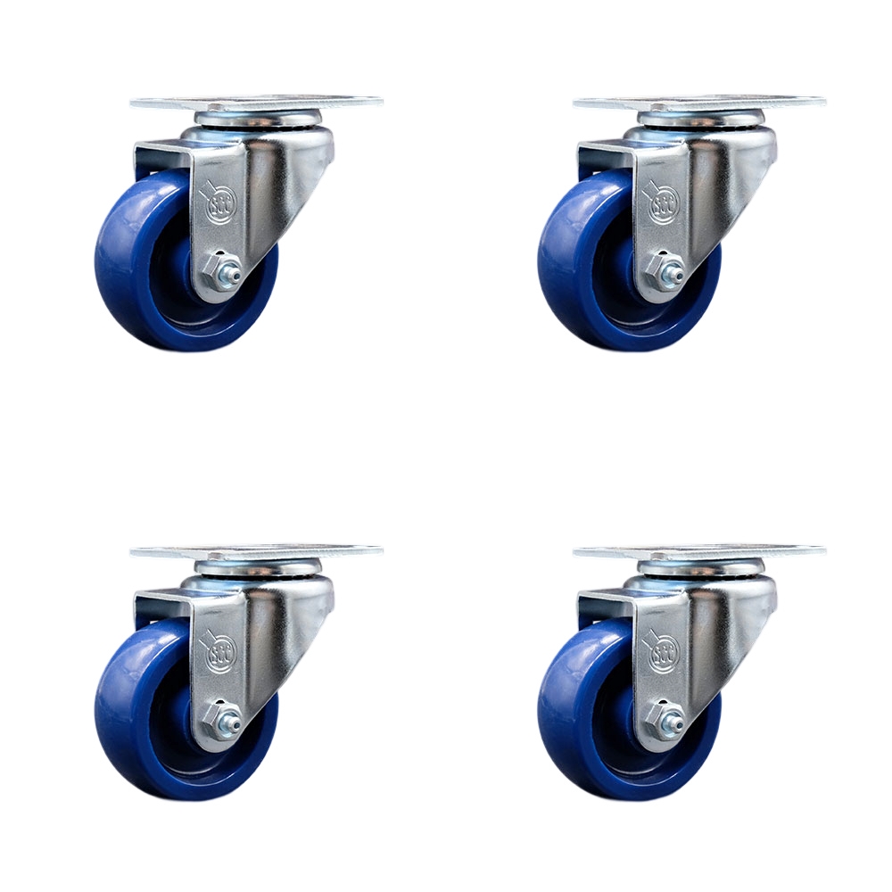 Swivel Caster Set of 4 with 3.5 Inch Solid Polyurethane Wheel – 300 lbs. Capacity Per Caster – 4 Inch x 4-1/2 Inch Overall Top Plate – Service Caster Brand — photo 1