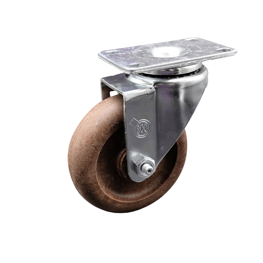 Service Caster Brand Replacement for Colson Caster 2.04256.52 HT - High Temperature Glass Filled Nylon Swivel Top Plate Swivel Caster with 4 Inch Brown Wheel - 350 lbs. Capacity Per Caster — photo 1