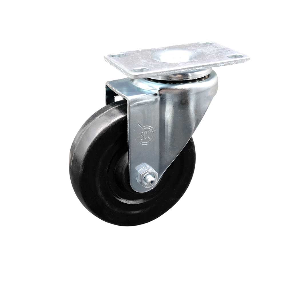 Swivel Caster with 4 Inch Hard Rubber Wheel – 300 lbs. Capacity Per Caster – 4 Inch x 4-1/2 Inch Overall Top Plate – Service Caster Brand — photo 1