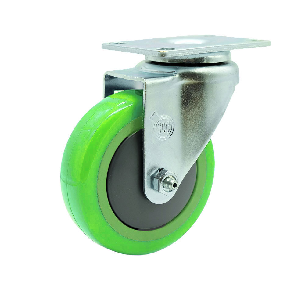 4 Inch Swivel Caster with Green Polyurethane Wheel - 350 lbs Capacity per Caster - Service Caster Brand — photo 1
