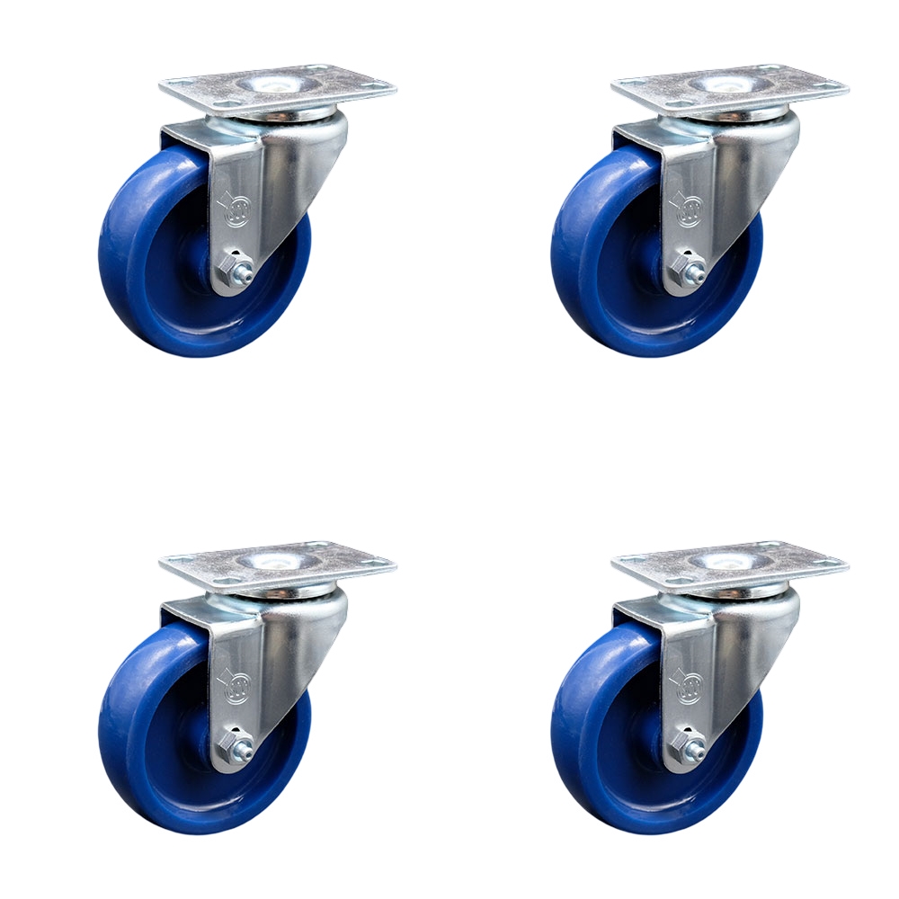 Swivel Caster Set of 4 with 4 Inch Solid Polyurethane Wheel – 300 lbs. Capacity Per Caster – 4 Inch x 4-1/2 Inch Overall Top Plate – Service Caster Brand — photo 1