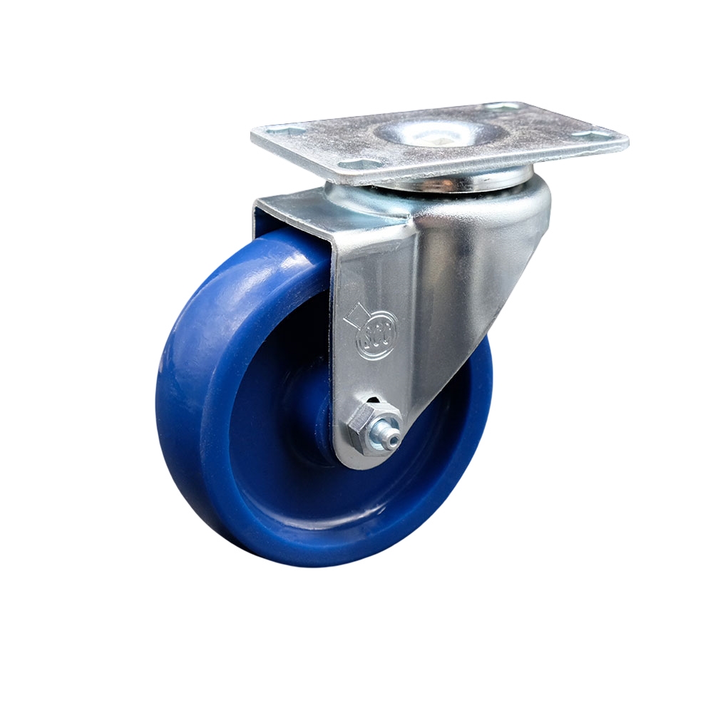 4 Inch Swivel Caster with Blue Solid Polyurethane Wheel - 300 lbs Capacity - Service Caster Brand — photo 1