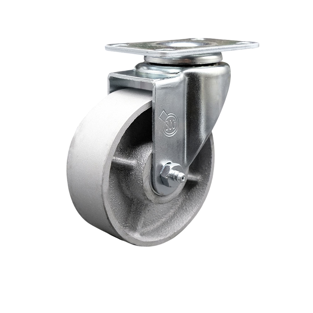 Service Caster Brand Replacement for Colson Caster 2.04256.12 - Semi Steel Cast Iron Swivel Top Plate Swivel Caster with 4 Inch Silver Wheel - 300 lbs. Capacity Per Caster — photo 1
