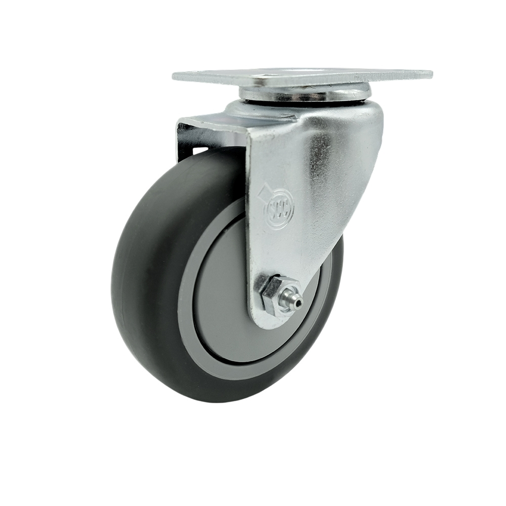 Swivel Caster with 4 Inch Thermoplastic Rubber Wheel – 250 lbs. Capacity Per Caster – 4 Inch x 4-1/2 Inch Overall Top Plate – Service Caster Brand — photo 1