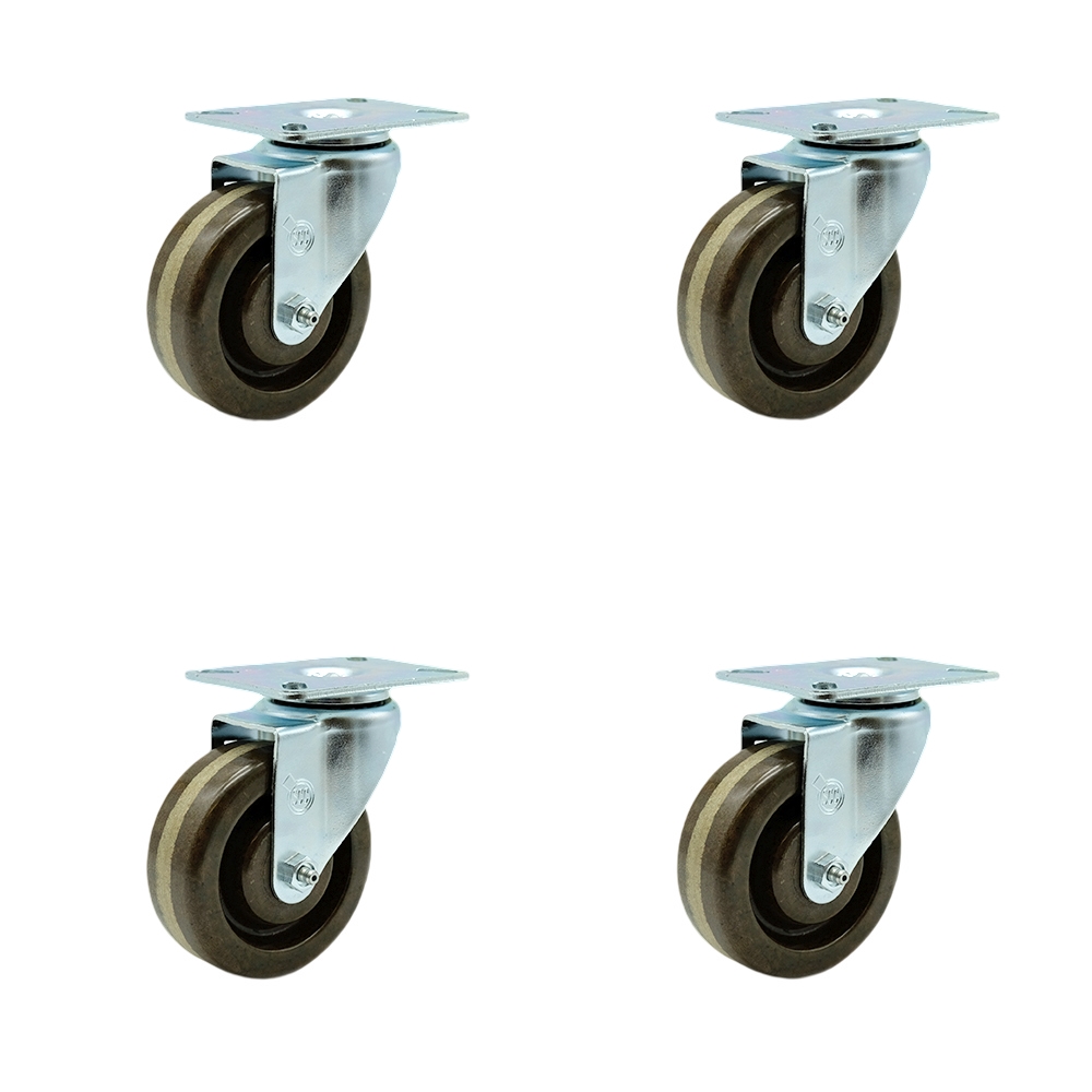 Service Caster - 4” x 1.5" Brown High Temperature Phenolic Wheel Swivel Casters - Set of 4 — photo 1
