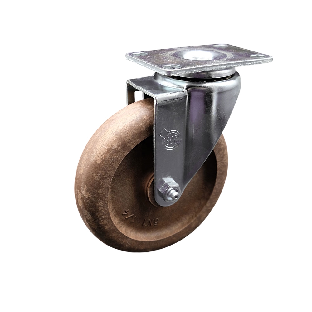 High Temperature Swivel Caster with 5 Inch High Temperature Glass Filled Nylon Wheel – 350 lbs. Capacity Per Caster – 4 Inch x 4-1/2 Inch Overall Top Plate – Service Caster Brand — photo 1