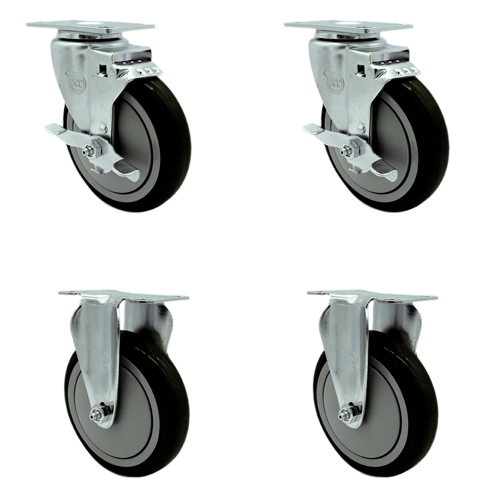 Cambro UPCS400CK Ultra Pan Carrier Replacement Caster Set – Includes 2 Swivel with Brakes and 2 Rigid Casters – Set of 4 - Service Caster Brand — photo 1