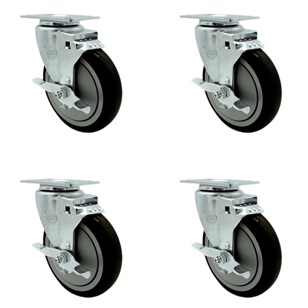 Cambro 60007 Dish Caddies and Utility Truck Replacement Caster Set – Includes 4 Swivel Casters with Brakes – Set of 4 - Service Caster Brand — photo 1