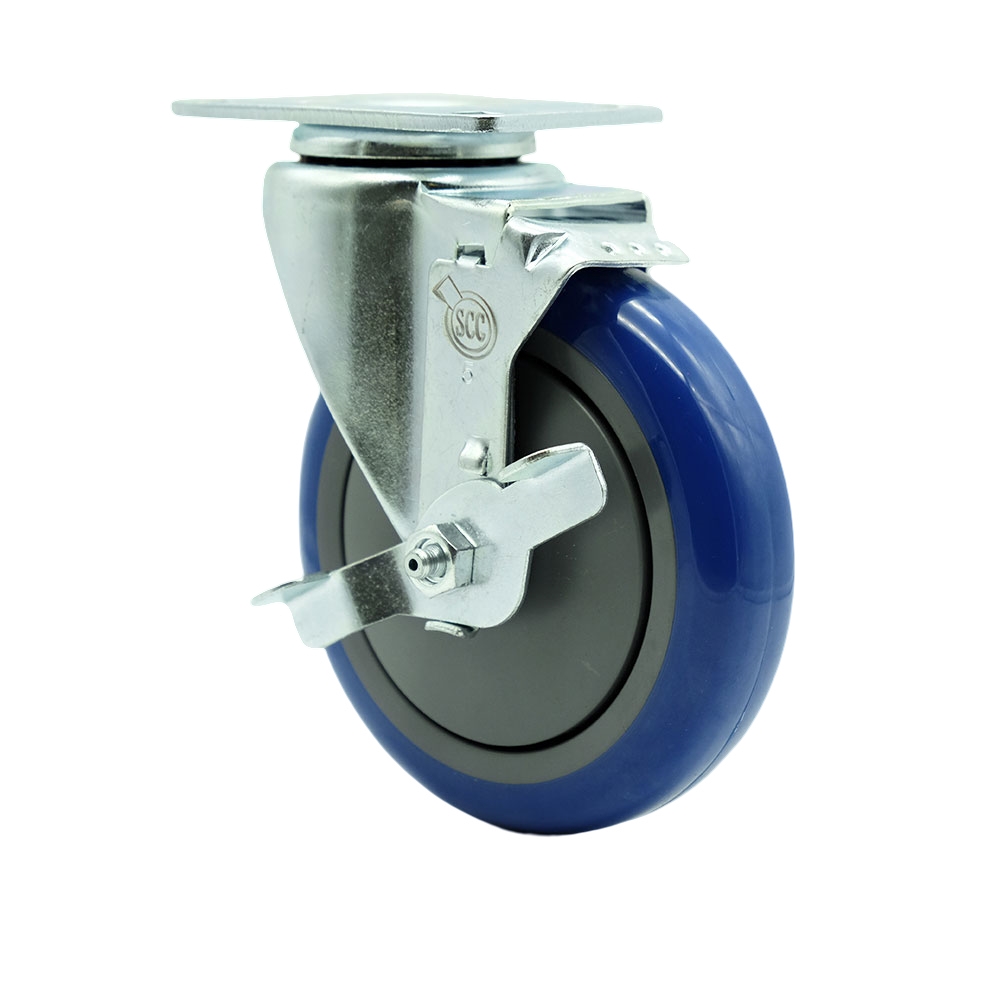 176ICCASTER5 Choice 5 Inch Swivel Caster with Brake - Fits Choice Models 215ICBN125BR 215ICBN125GN 215ICBN125RD - Light Duty Replacement - Blue Polyuerthane Wheel - Service Caster Brand — photo 1