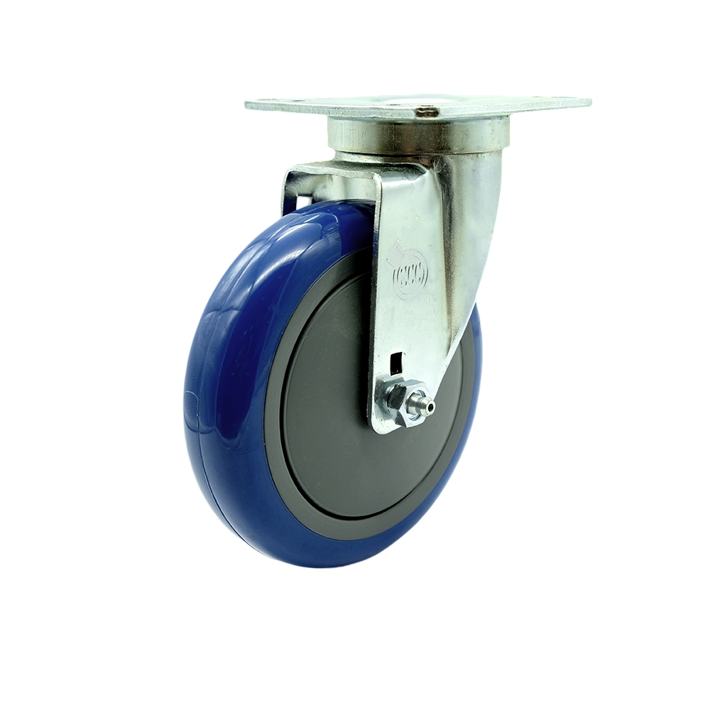 Service Caster – Universal Kitchen Caster – 5” Non-Marking  Blue Polyurethane Wheel – Swivel – 350 lbs. Capacity — photo 1
