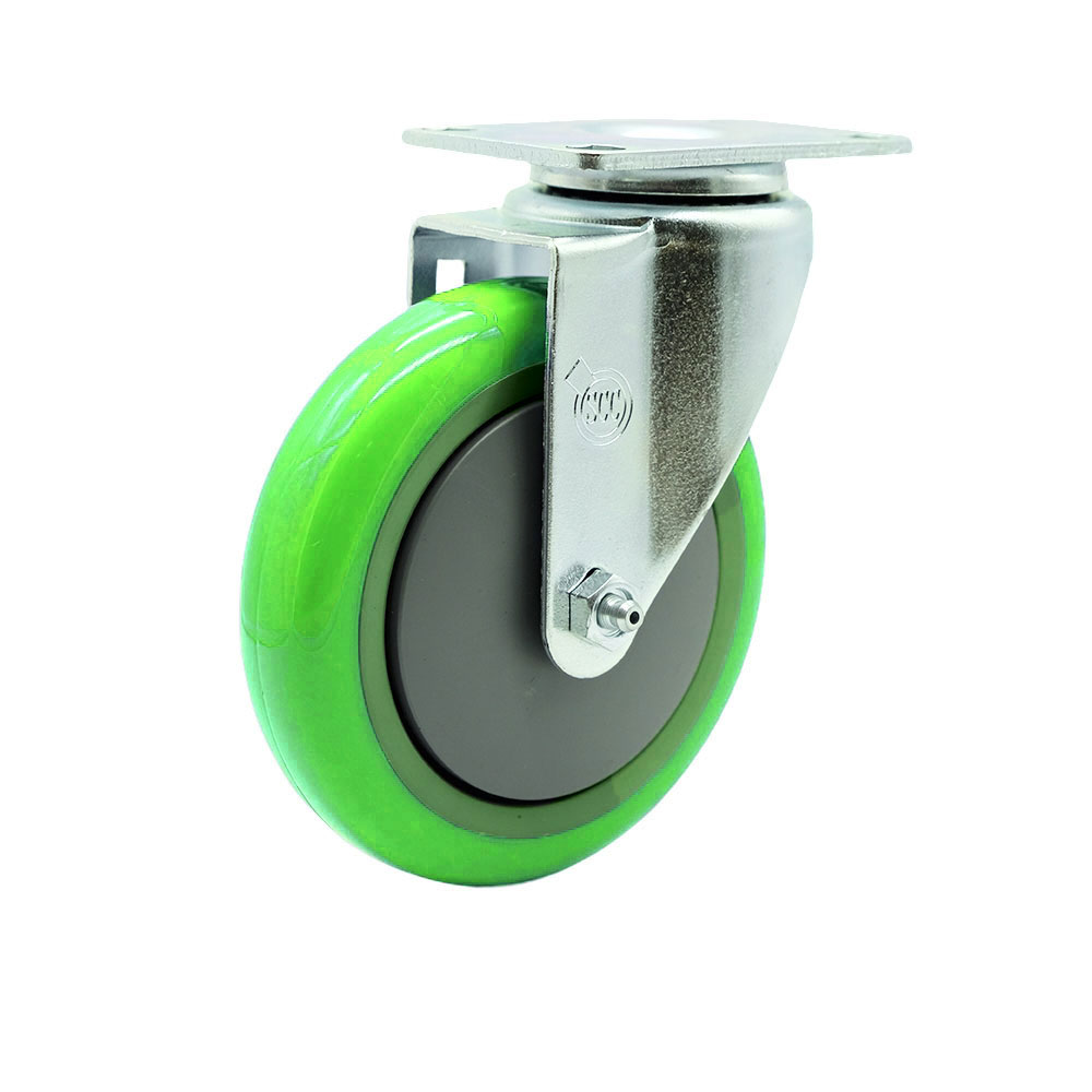 Service Caster - Universal Kitchen Caster - 5” x 1.25" Polyurethane Green Wheel Swivel Caster Non-Marking - 350 lbs/Caster — photo 1