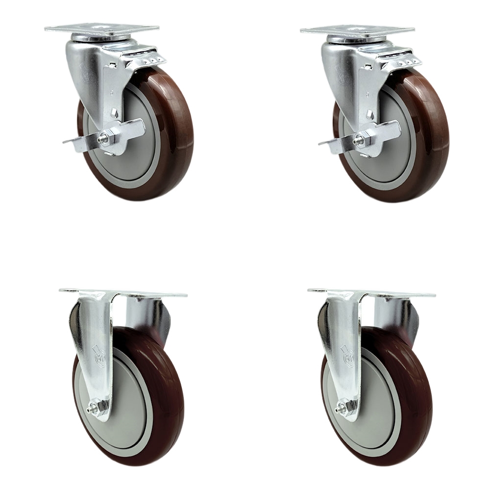 Cambro UPCS400CK Ultra Pan Carrier Replacement Caster Set – Includes 2 Swivel with Brakes and 2 Rigid Casters – Set of 4 - Service Caster Brand — photo 1