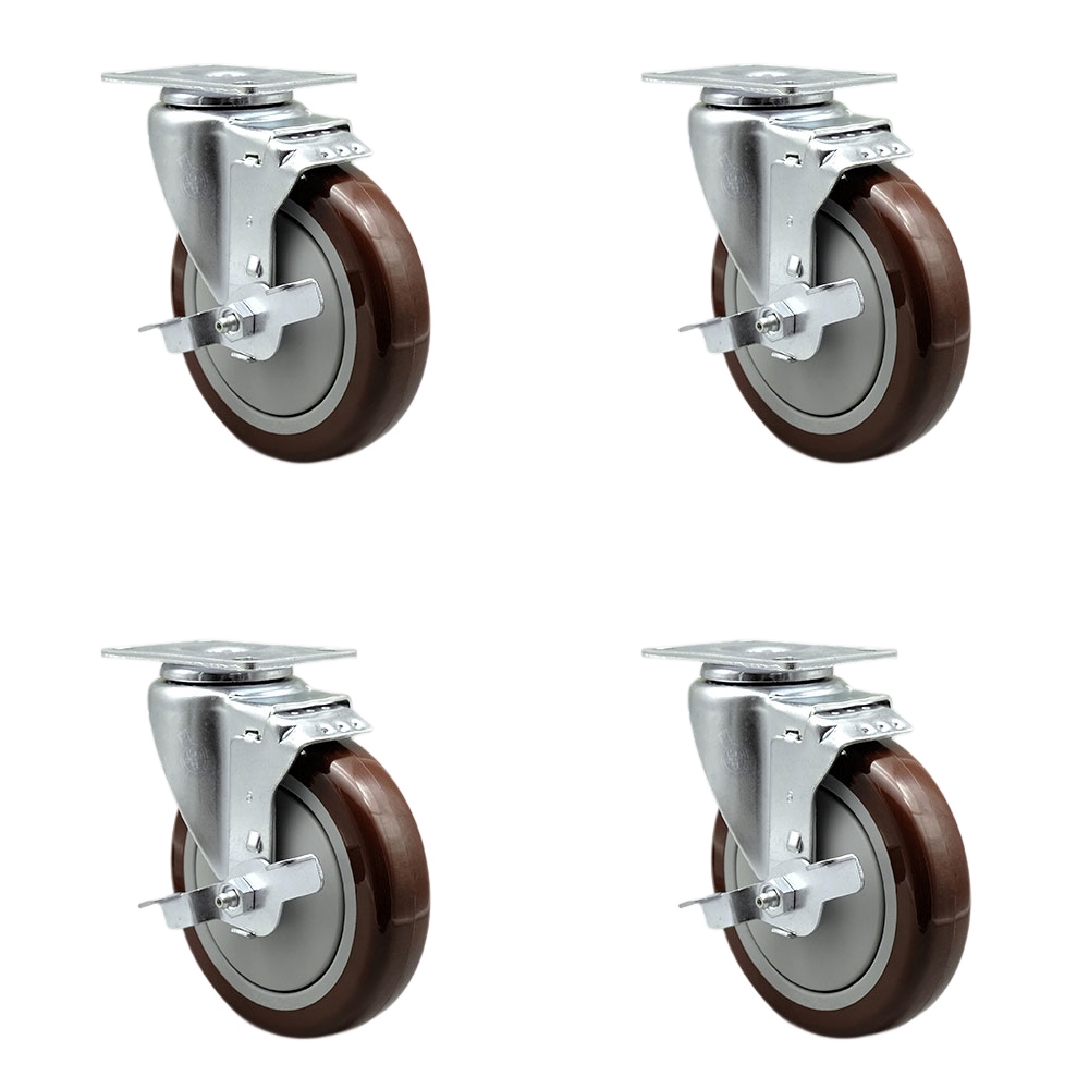 Cambro 60007 Dish Caddies and Utility Truck Replacement Caster Set – Includes 4 Swivel Casters with Brakes – Set of 4 - Service Caster Brand — photo 1