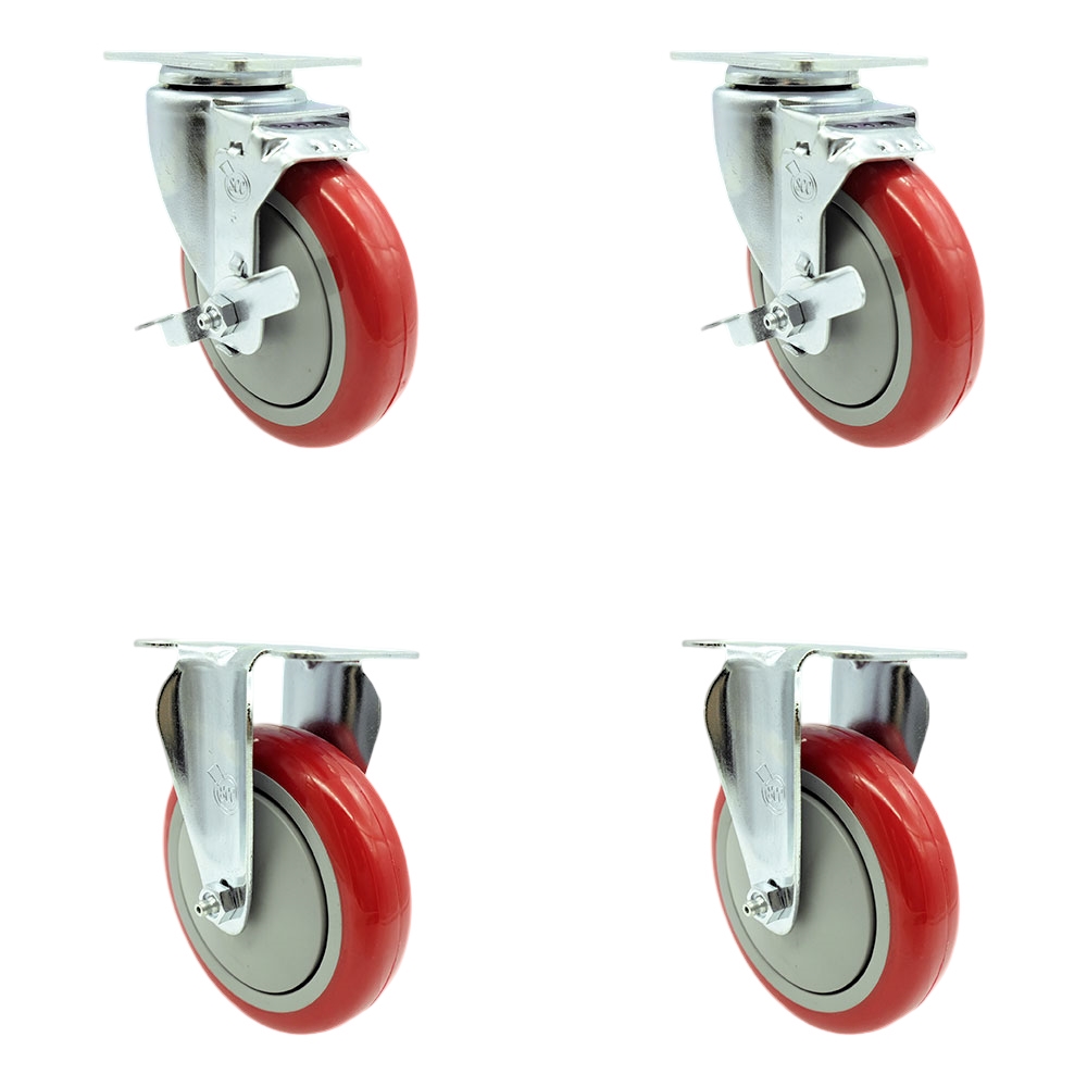 Cambro UPCS400CK Ultra Pan Carrier Replacement Caster Set – Includes 2 Swivel with Brakes and 2 Rigid Casters – Set of 4 - Service Caster Brand — photo 1