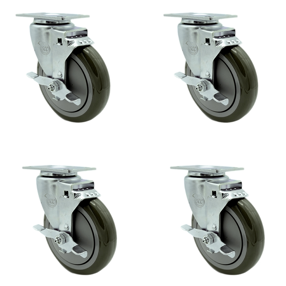 Cambro 60007 Dish Caddies and Utility Truck Replacement Caster Set – Includes 4 Swivel Casters with Brakes – Set of 4 - Service Caster Brand — photo 1