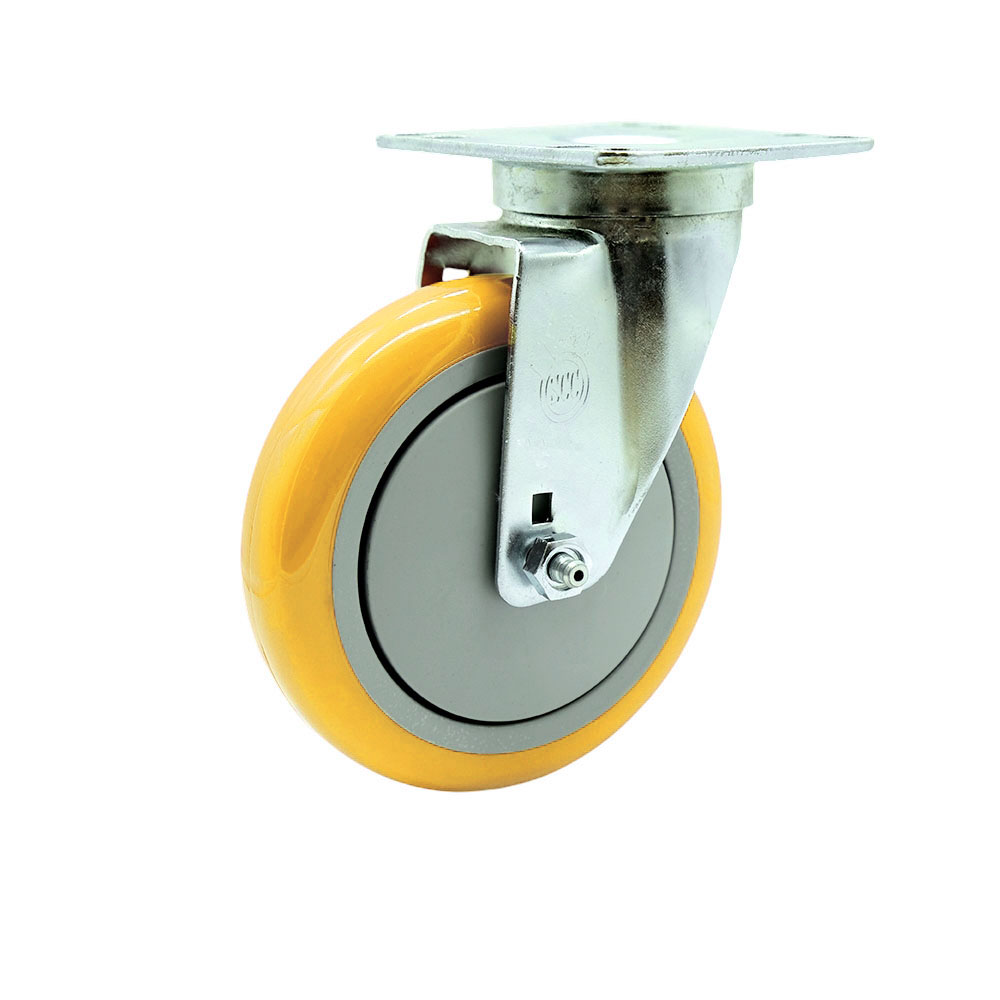 Service Caster Brand Replacement Caster for Uline Caster H-5540S-Swivel Top Plate Caster with 5 Inch Yellow Polyurethane Wheel-Light Duty Replacement Caster-Fit Cart, Dollies and Poly Box Truck H-3840 — photo 1