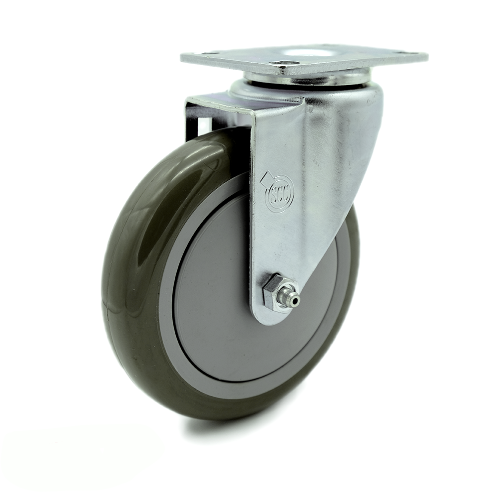 Service Caster Brand Replacement for Colson Caster 2.05256.95 MTG27 - Swivel Caster with 5 Inch Gray Polyurethane Wheel - 4 Inch x 4-1/2 Inch Overall Top Plate - 350 lbs. Capacity Per Caster — photo 1