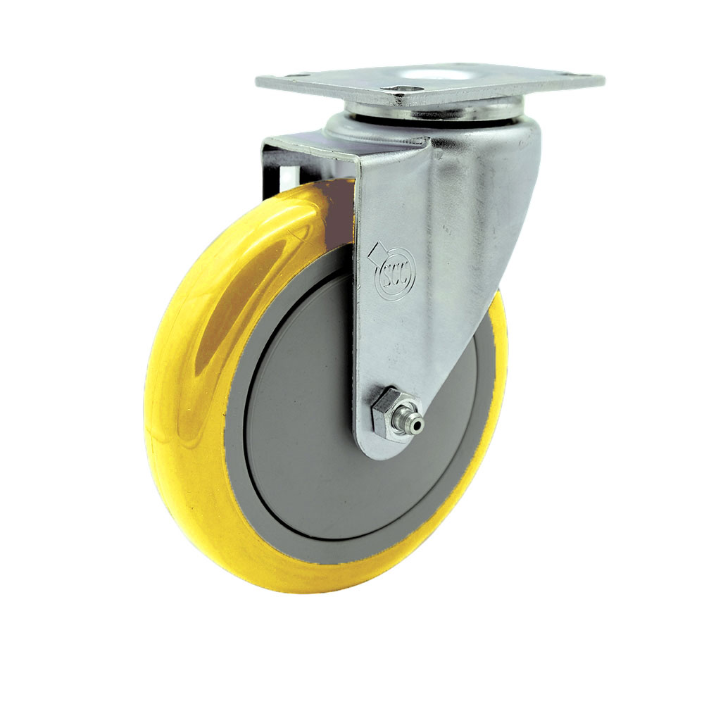 Polyurethane Swivel Top Plate Swivel Caster with 5 Inch Yellow Wheel - 350 lbs. Capacity Per Caster - Service Caster Brand — photo 1