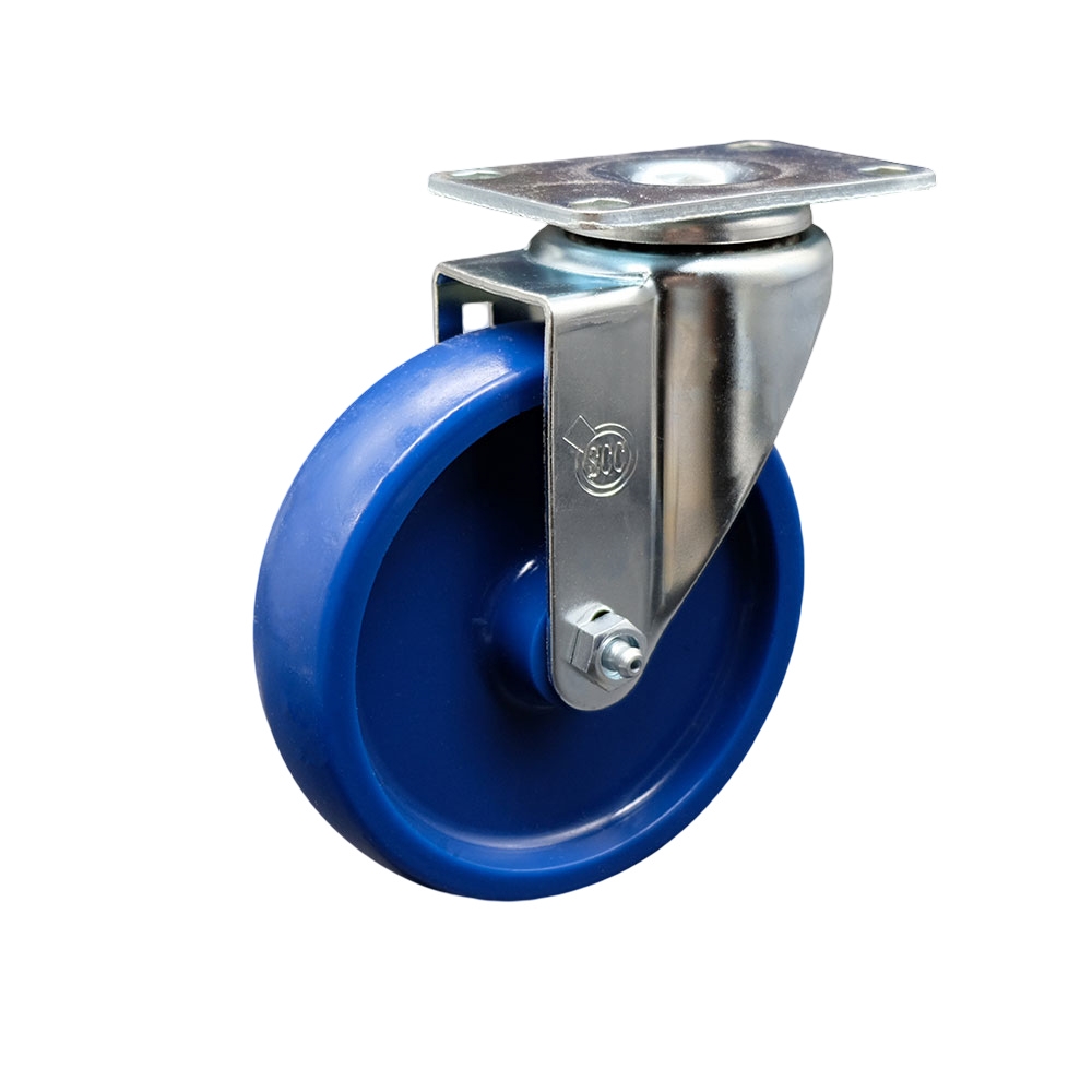 5 Inch Swivel Caster with Blue Solid Polyurethane Wheel - 300 lbs Capacity - Service Caster Brand — photo 1