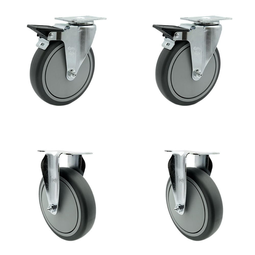 Cambro Beverage Service Cart Replacement Caster Set – Includes 2 Swivel with Brakes and 2 Rigid Casters – Set of 4 - Service Caster Brand — photo 1