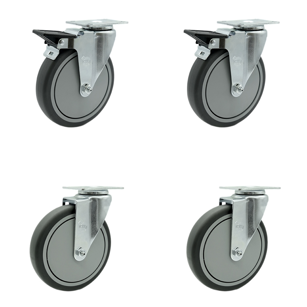 Cambro Beverage Service Cart Replacement Caster Set – Includes 2 Swivel and 2 Swivel with Brakes – Set of 4 - Service Caster Brand — photo 1